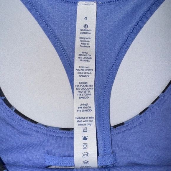 1042 lululemon All Sport Support Tank  - Size 4 - Lullaby Blue / Black - W1J88S - Picture 9 of 15
